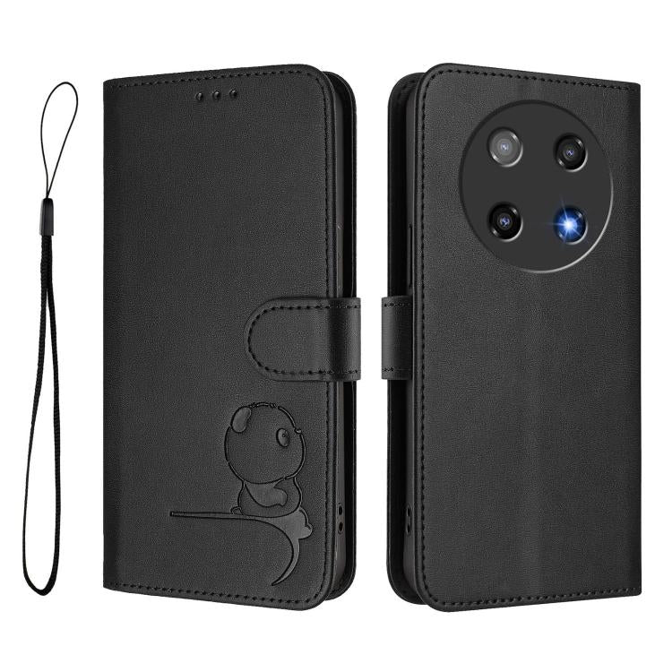 For Coolpad C16 Litter Panda Embossing RFID Leather Phone Case with Lanyard
