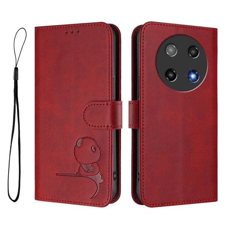 For Coolpad C16 Litter Panda Embossing RFID Leather Phone Case with Lanyard