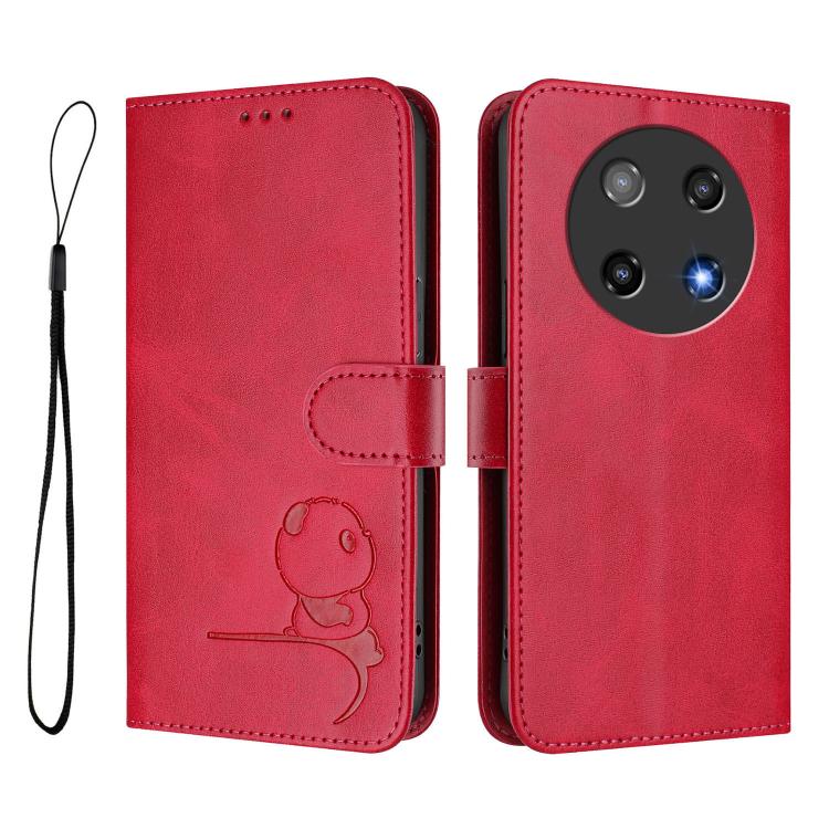 For Coolpad C16 Litter Panda Embossing RFID Leather Phone Case with Lanyard