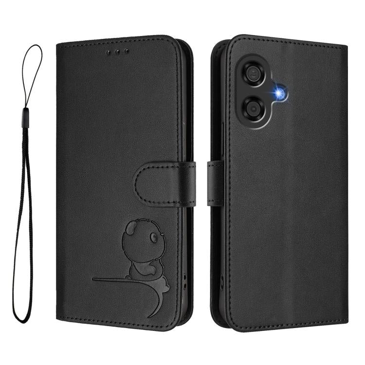 For Coolpad Cool 40i Litter Panda Embossing RFID Leather Phone Case with Lanyard