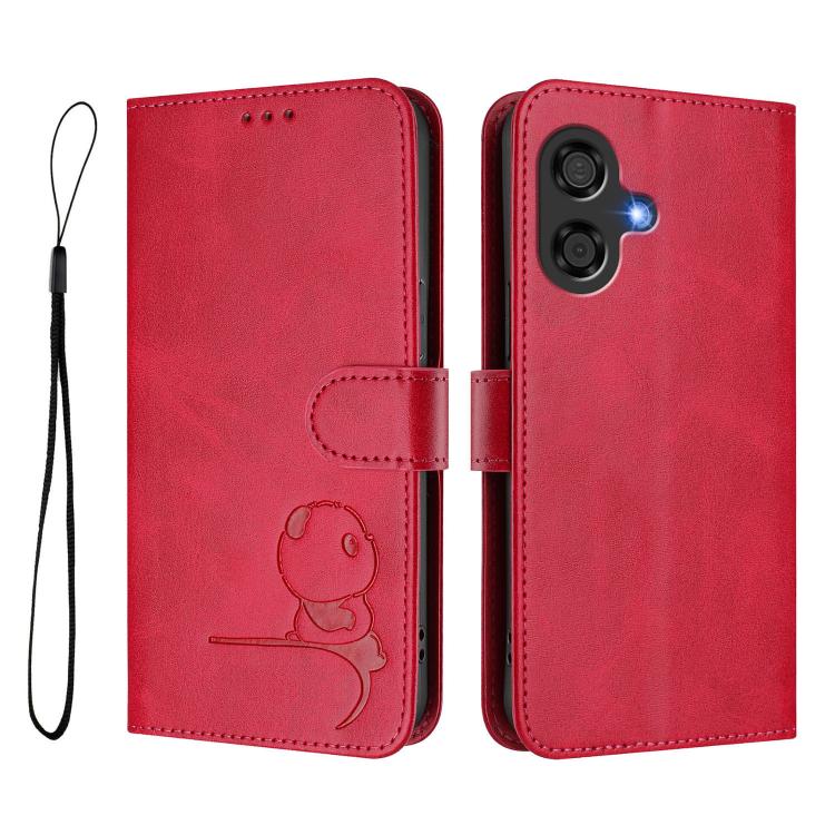 For Coolpad Cool 40i Litter Panda Embossing RFID Leather Phone Case with Lanyard