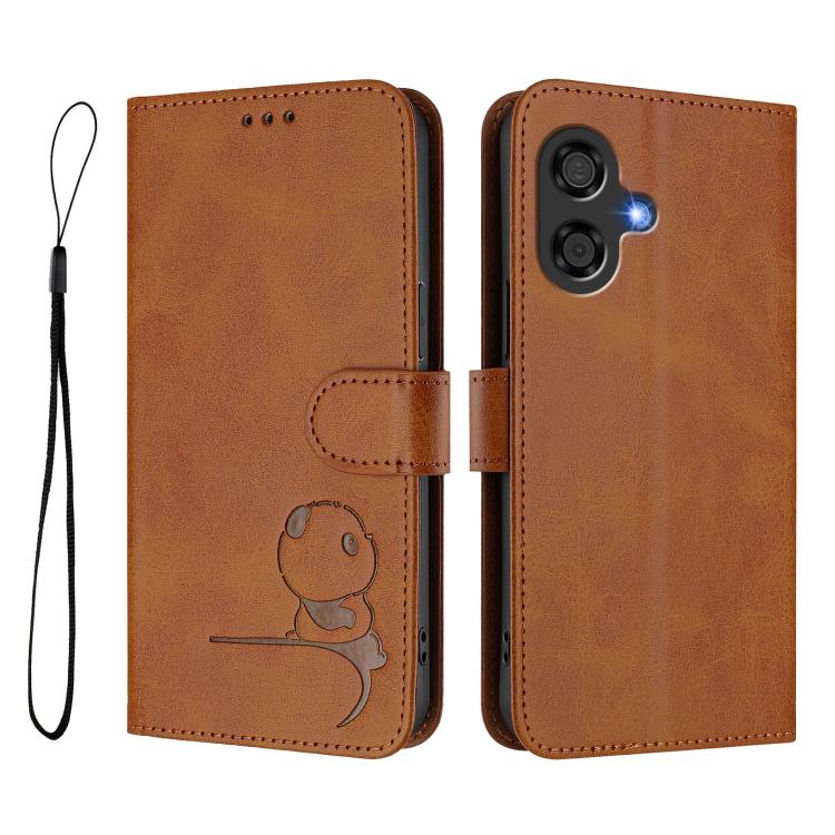For Coolpad Cool 40i Litter Panda Embossing RFID Leather Phone Case with Lanyard