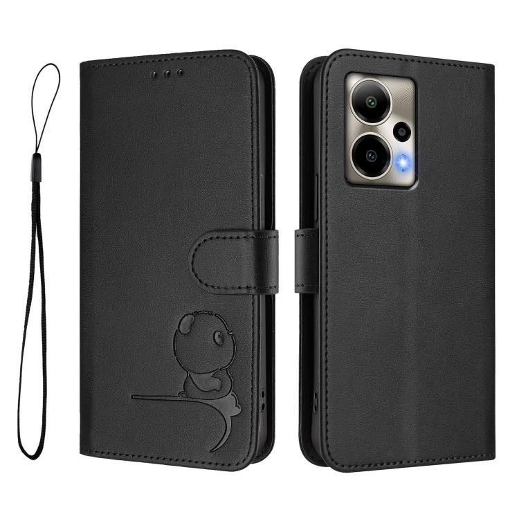 For Cricket Outlast 5G 2024 Litter Panda Embossing RFID Leather Phone Case with Lanyard