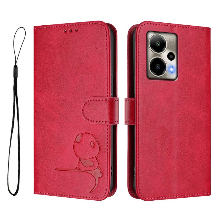For Cricket Outlast 5G 2024 Litter Panda Embossing RFID Leather Phone Case with Lanyard