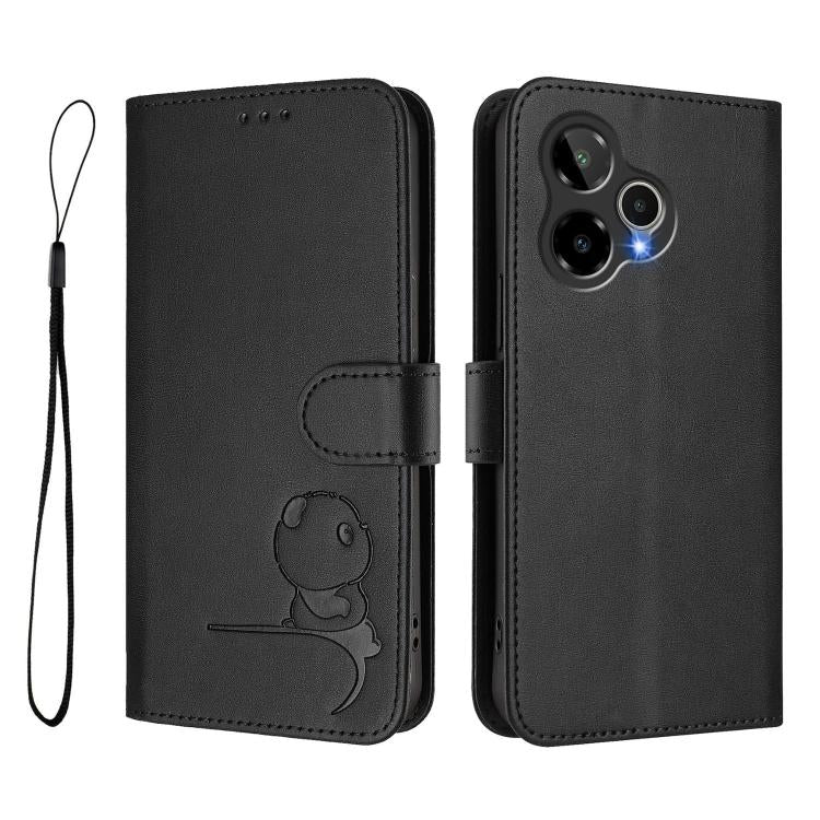 For Cricket Icon Plus 2026 Litter Panda Embossing RFID Leather Phone Case with Lanyard