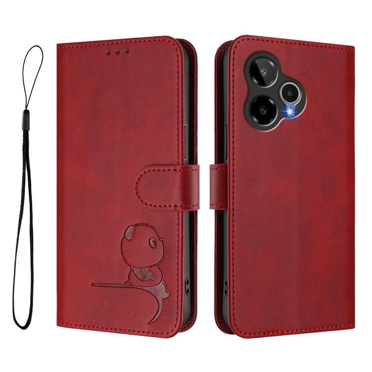 For Cricket Icon Plus 2026 Litter Panda Embossing RFID Leather Phone Case with Lanyard