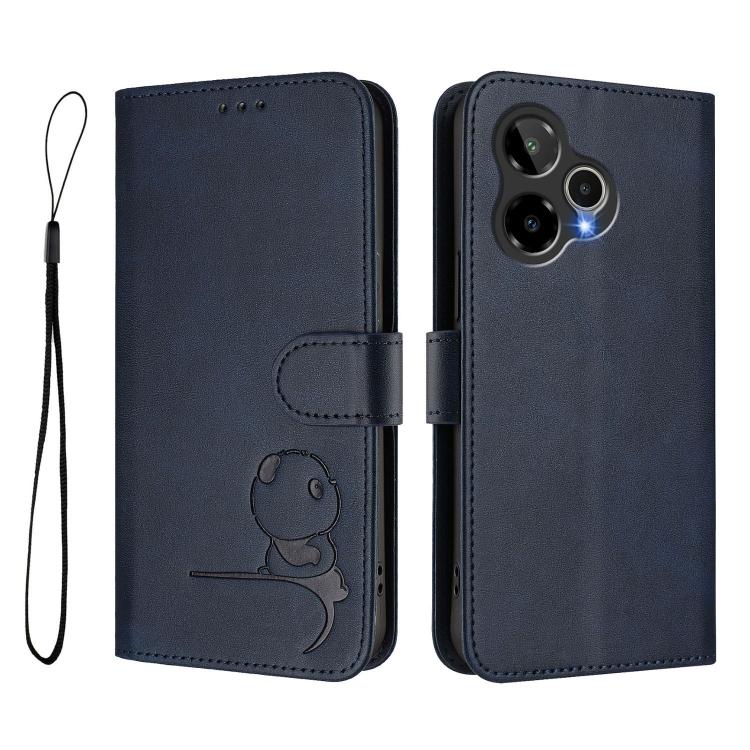 For Cricket Icon Plus 2026 Litter Panda Embossing RFID Leather Phone Case with Lanyard