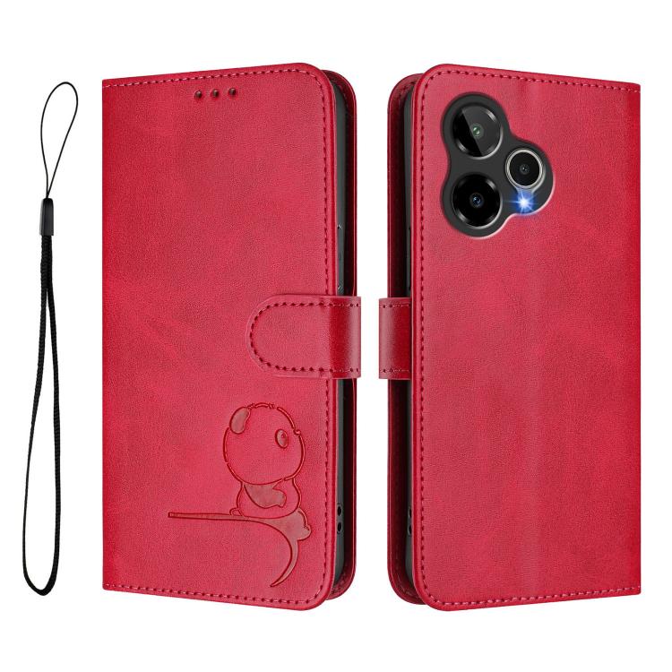 For Cricket Icon Plus 2026 Litter Panda Embossing RFID Leather Phone Case with Lanyard