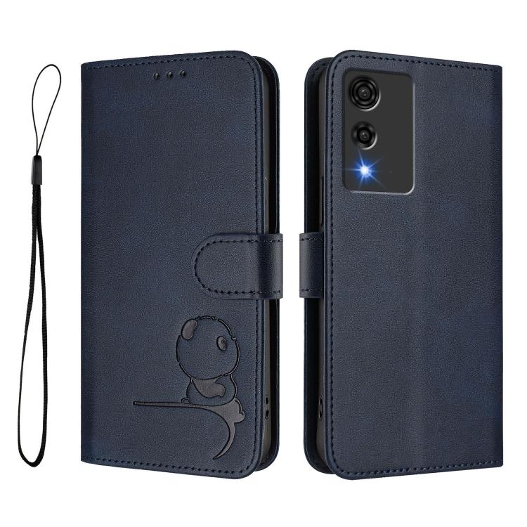 For Cubot A10 Litter Panda Embossing RFID Leather Phone Case with Lanyard
