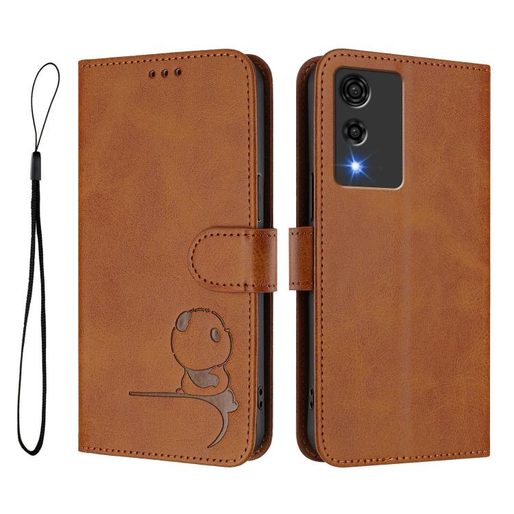For Cubot A10 Litter Panda Embossing RFID Leather Phone Case with Lanyard