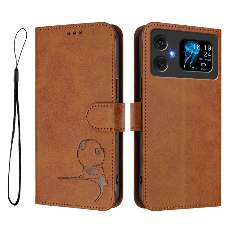 For Cubot A20 Litter Panda Embossing RFID Leather Phone Case with Lanyard