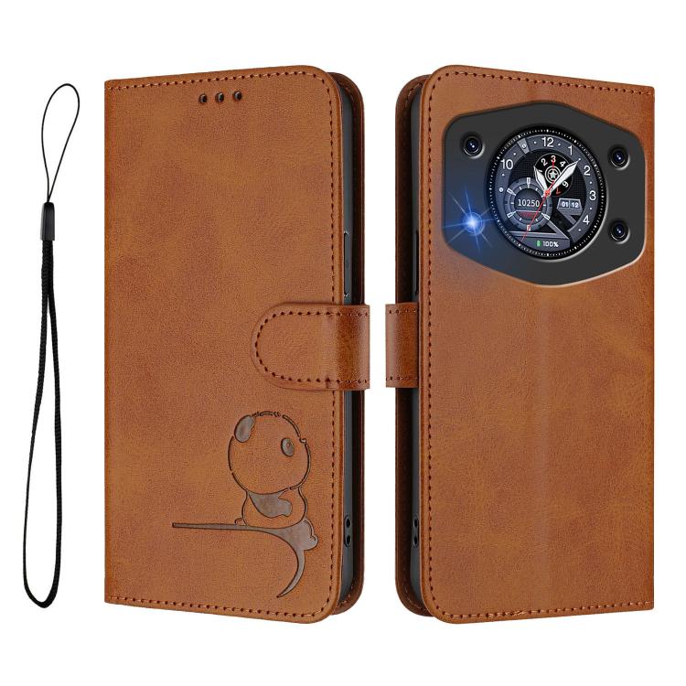 For Cubot A30 Litter Panda Embossing RFID Leather Phone Case with Lanyard