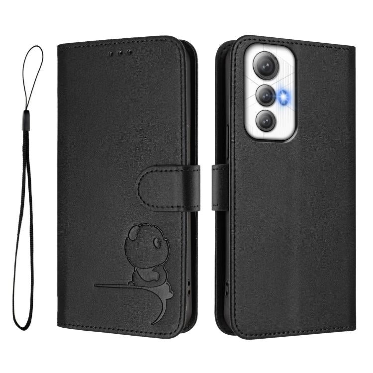 For Cubot Max 5 Litter Panda Embossing RFID Leather Phone Case with Lanyard