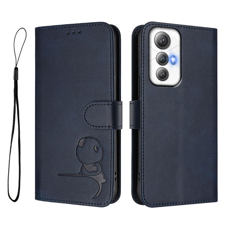 For Cubot Max 5 Litter Panda Embossing RFID Leather Phone Case with Lanyard