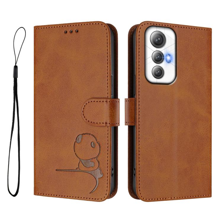 For Cubot Max 5 Litter Panda Embossing RFID Leather Phone Case with Lanyard