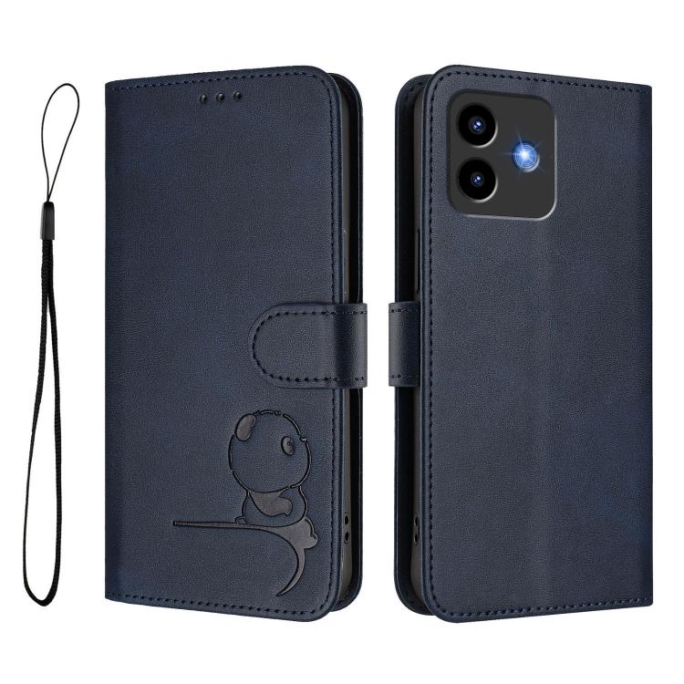 For Cubot Note 40 Litter Panda Embossing RFID Leather Phone Case with Lanyard