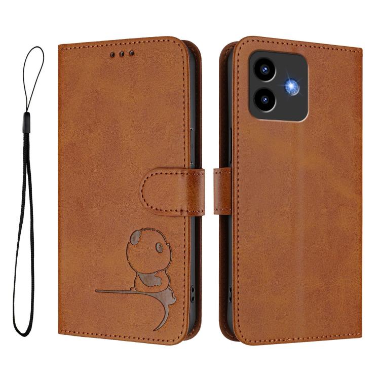 For Cubot Note 40 Litter Panda Embossing RFID Leather Phone Case with Lanyard