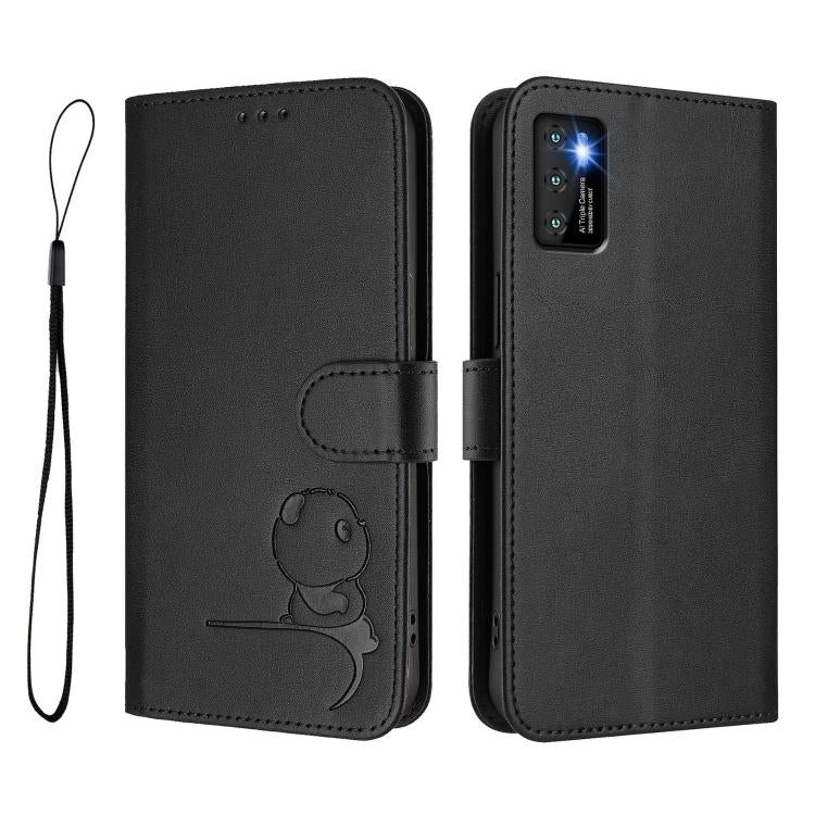 For Cubot P50 Litter Panda Embossing RFID Leather Phone Case with Lanyard