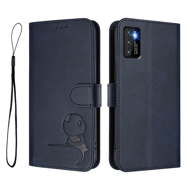 For Cubot P50 Litter Panda Embossing RFID Leather Phone Case with Lanyard