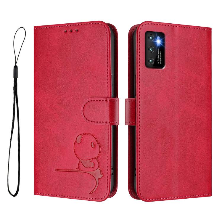 For Cubot P50 Litter Panda Embossing RFID Leather Phone Case with Lanyard