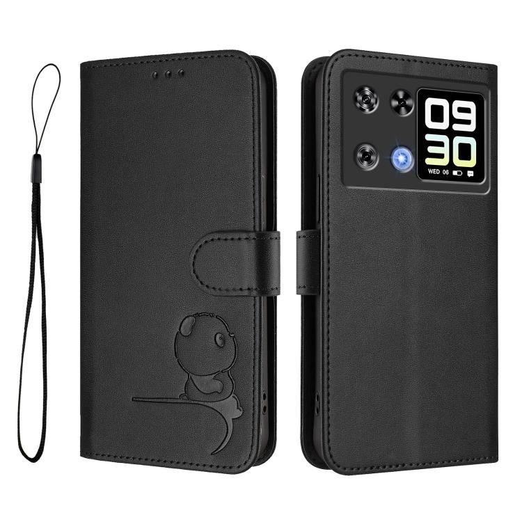 For Cubot P90 Litter Panda Embossing RFID Leather Phone Case with Lanyard
