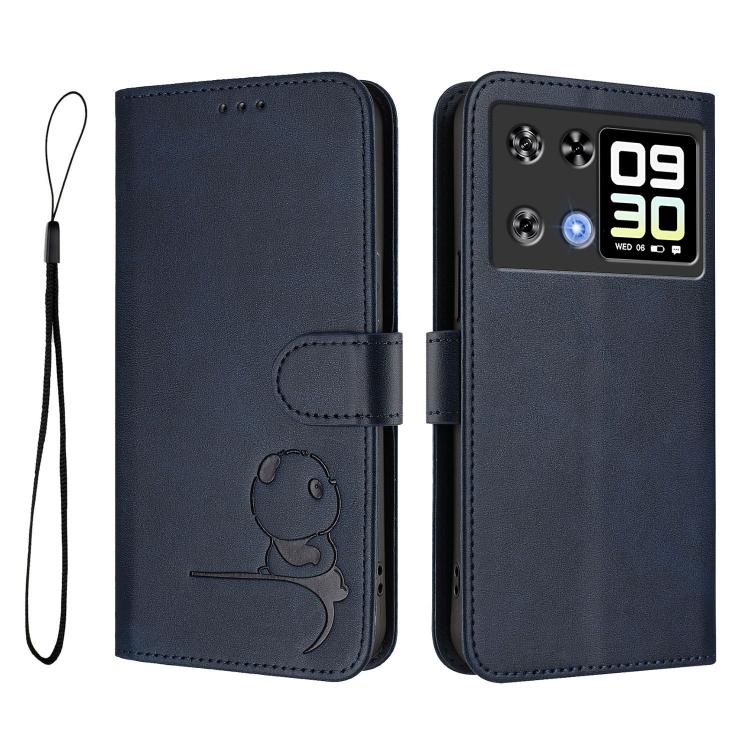 For Cubot P90 Litter Panda Embossing RFID Leather Phone Case with Lanyard