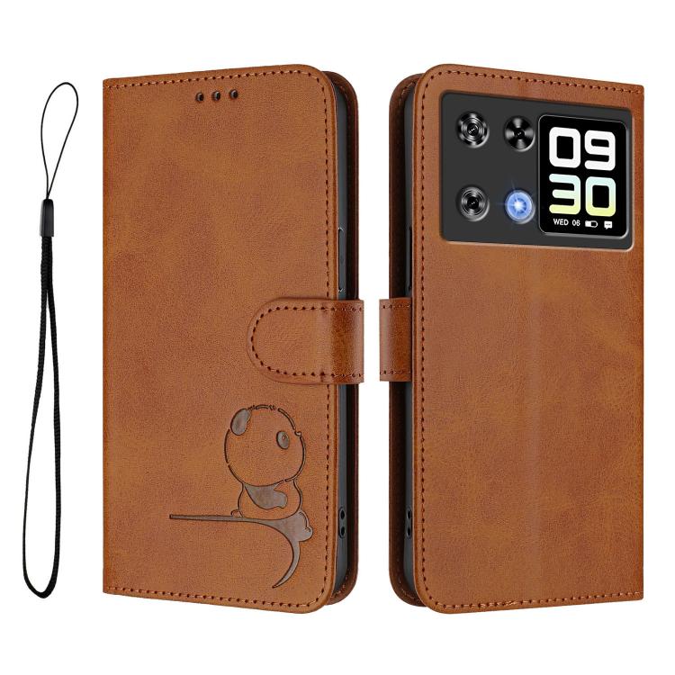 For Cubot P90 Litter Panda Embossing RFID Leather Phone Case with Lanyard