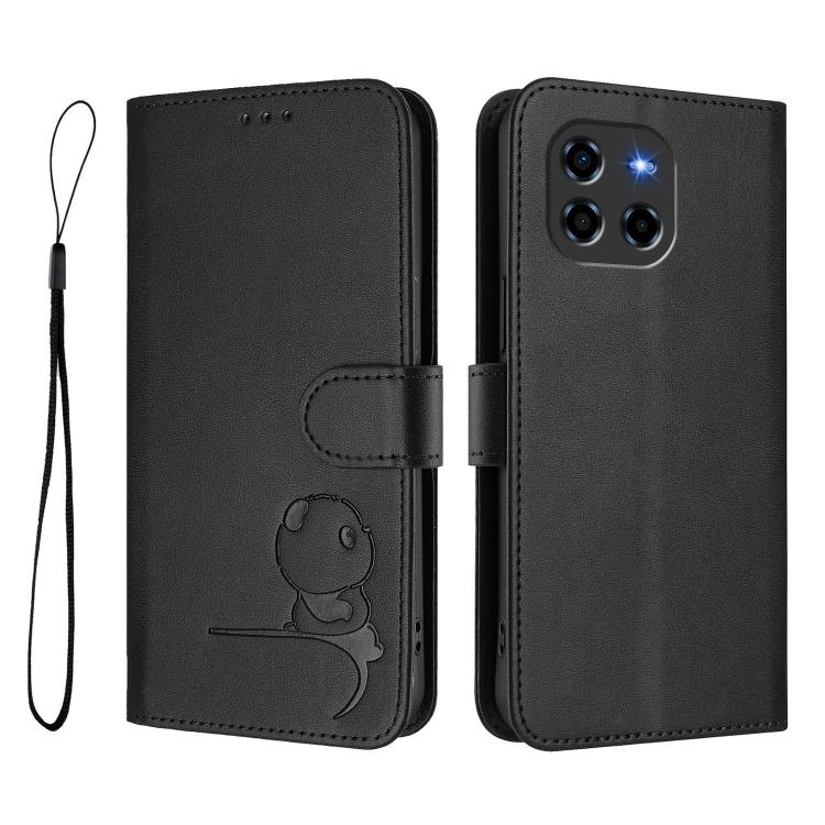 For Doogee Blade GT  Litter Panda Embossing RFID Leather Phone Case with Lanyard