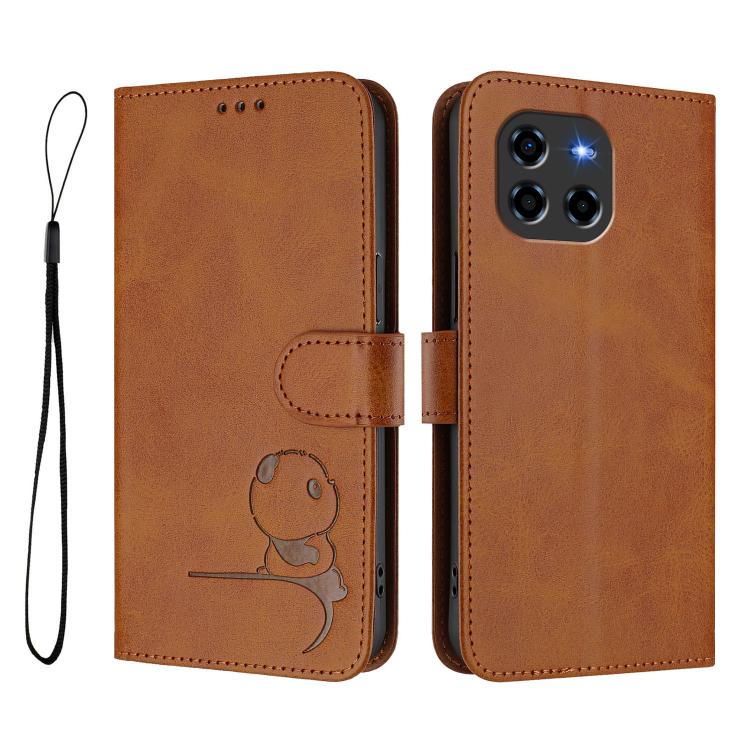 For Doogee Blade GT  Litter Panda Embossing RFID Leather Phone Case with Lanyard
