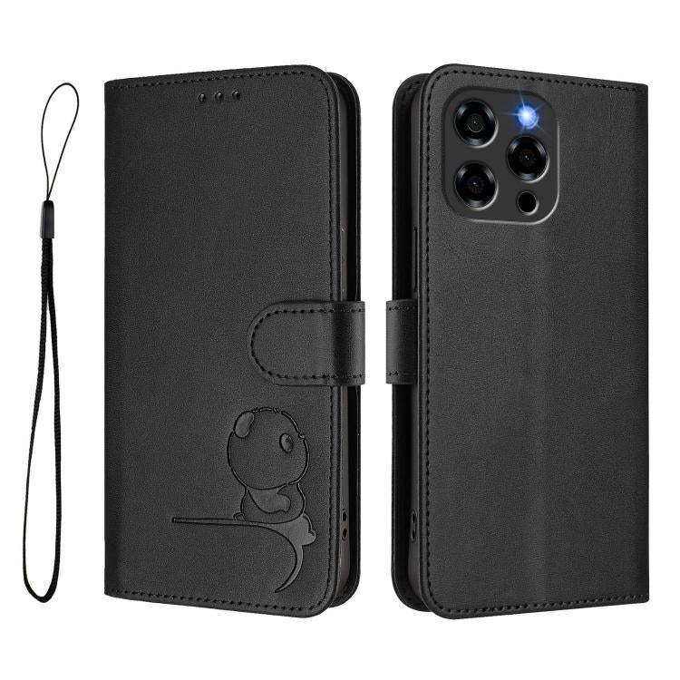 For Doogee Note 58 / Note 58 Pro Litter Panda Embossing RFID Leather Phone Case with Lanyard