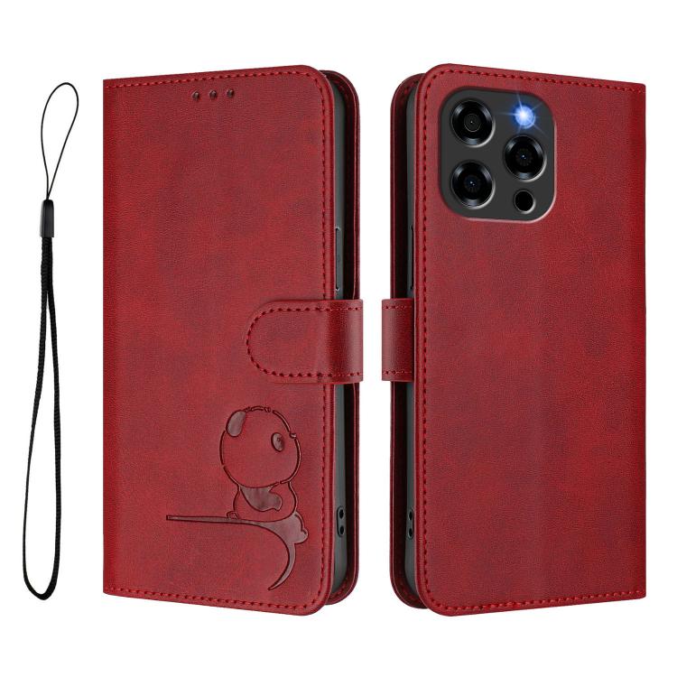 For Doogee Note 58 / Note 58 Pro Litter Panda Embossing RFID Leather Phone Case with Lanyard