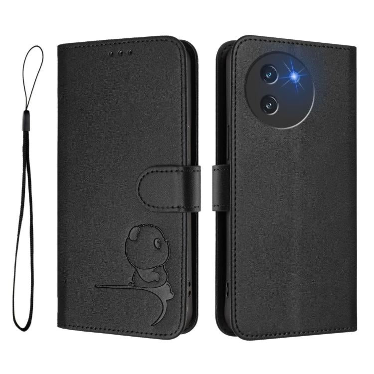 For Doogee Note 59 / Note 59 Pro Litter Panda Embossing RFID Leather Phone Case with Lanyard