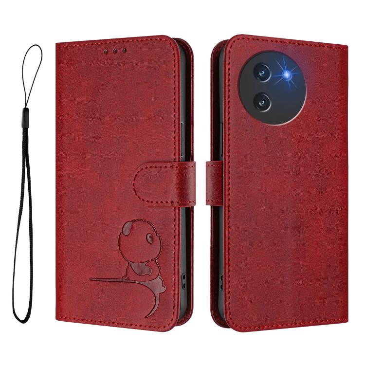 For Doogee Note 59 / Note 59 Pro Litter Panda Embossing RFID Leather Phone Case with Lanyard