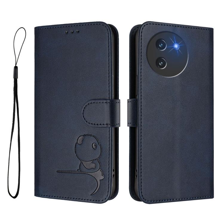 For Doogee Note 59 / Note 59 Pro Litter Panda Embossing RFID Leather Phone Case with Lanyard