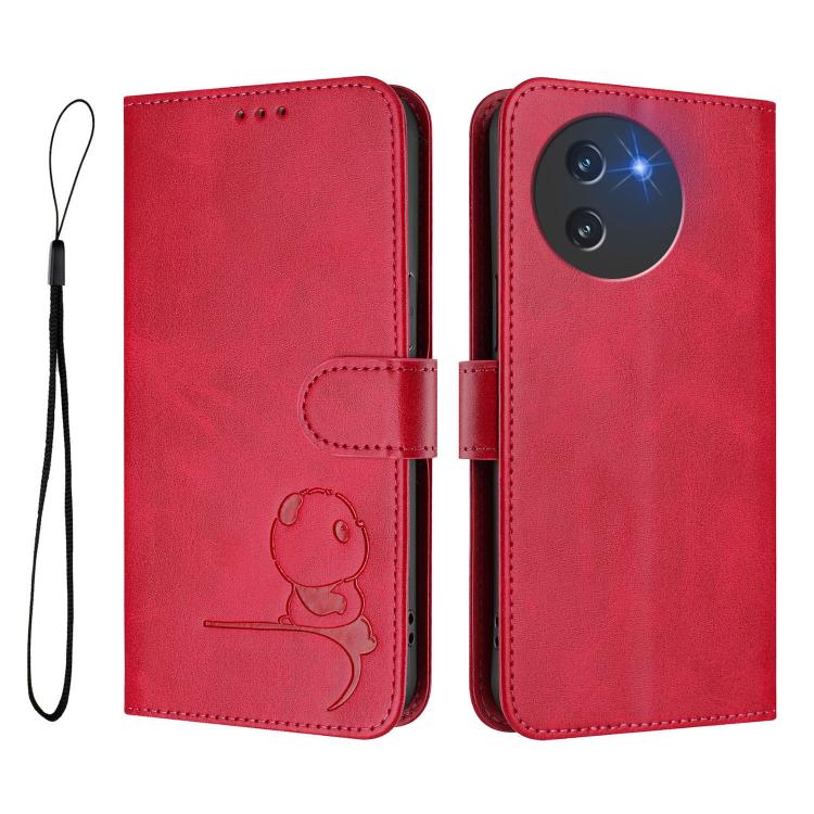 For Doogee Note 59 / Note 59 Pro Litter Panda Embossing RFID Leather Phone Case with Lanyard