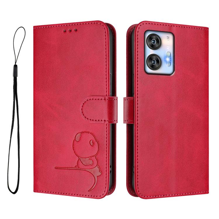 For Oukitel C35 Litter Panda Embossing RFID Leather Phone Case with Lanyard