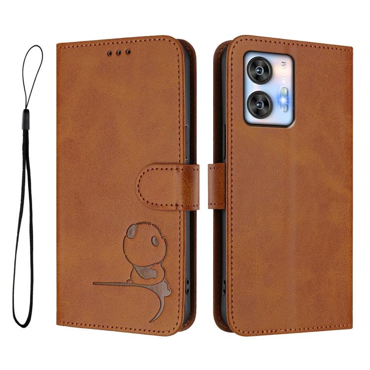 For Oukitel C35 Litter Panda Embossing RFID Leather Phone Case with Lanyard