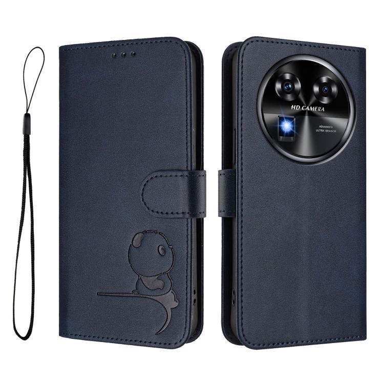For Oukitel C37 Litter Panda Embossing RFID Leather Phone Case with Lanyard
