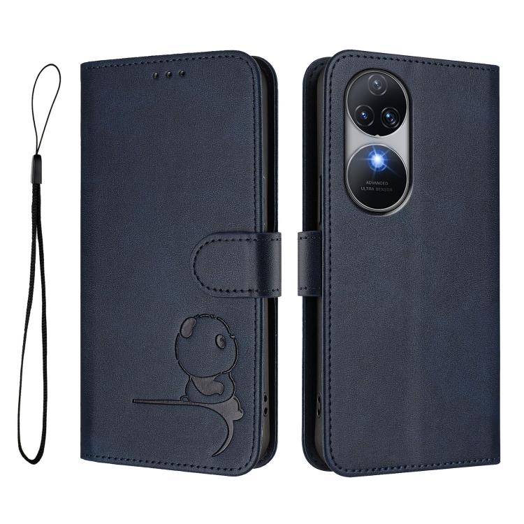 For Oukitel C38 Litter Panda Embossing RFID Leather Phone Case with Lanyard