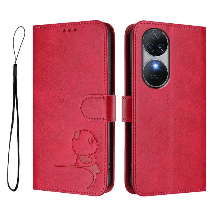 For Oukitel C38 Litter Panda Embossing RFID Leather Phone Case with Lanyard