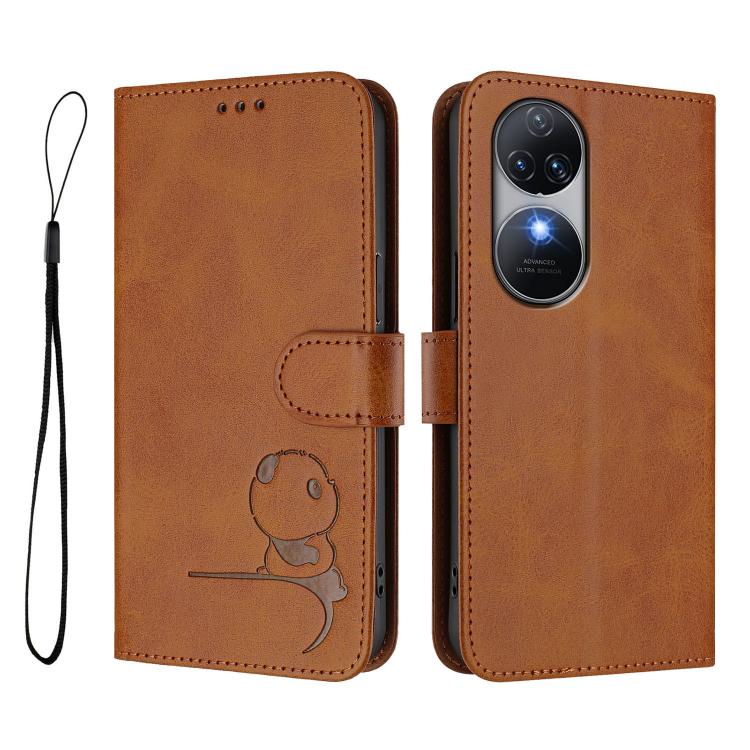 For Oukitel C38 Litter Panda Embossing RFID Leather Phone Case with Lanyard