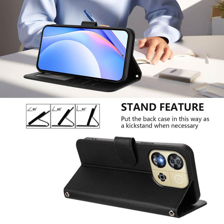 For Oukitel C57S / C57 Pro / C57 / BLU J12 Litter Panda Embossing RFID Leather Phone Case with Lanyard