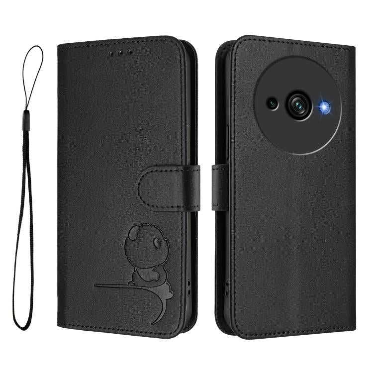 For Oukitel C59 / C59 Pro Litter Panda Embossing RFID Leather Phone Case with Lanyard