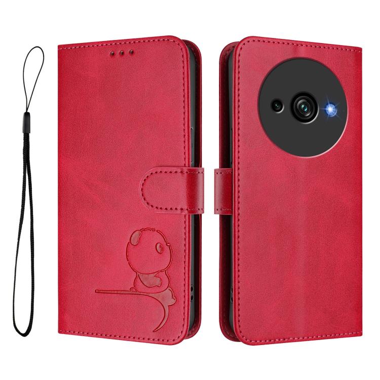 For Oukitel C59 / C59 Pro Litter Panda Embossing RFID Leather Phone Case with Lanyard