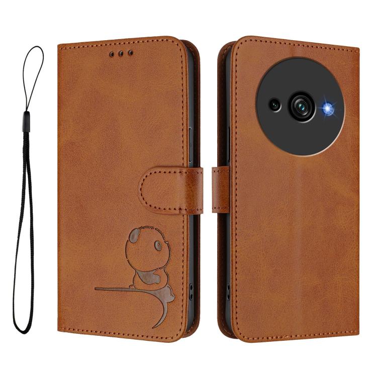 For Oukitel C59 / C59 Pro Litter Panda Embossing RFID Leather Phone Case with Lanyard