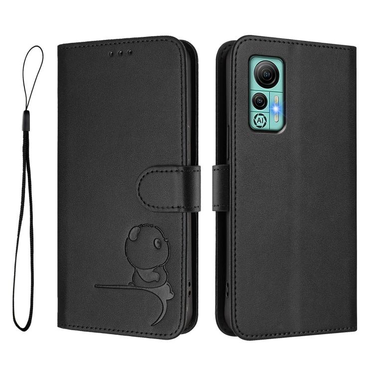 For Ulefone Note 14 Litter Panda Embossing RFID Leather Phone Case with Lanyard