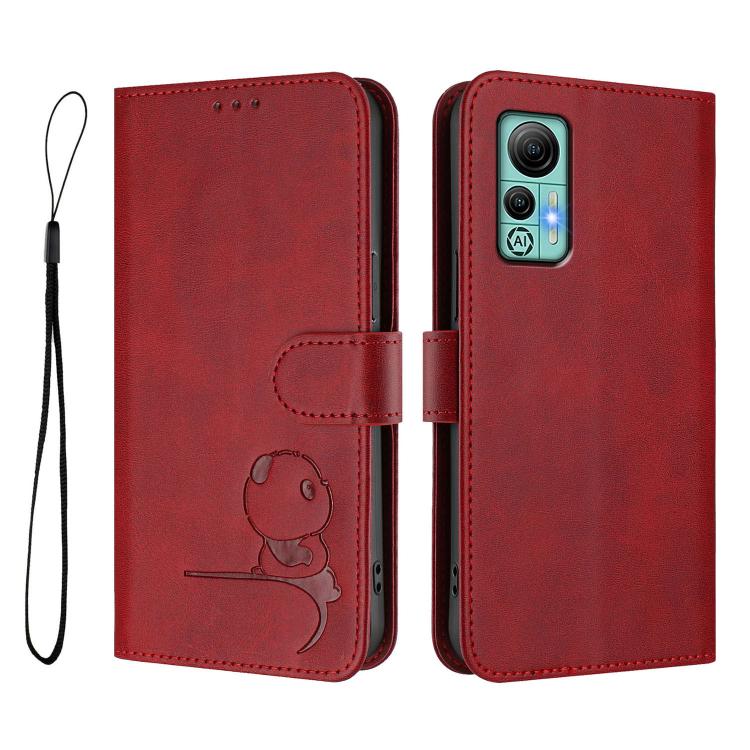 For Ulefone Note 14 Litter Panda Embossing RFID Leather Phone Case with Lanyard