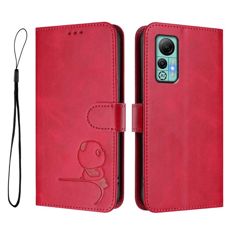 For Ulefone Note 14 Litter Panda Embossing RFID Leather Phone Case with Lanyard