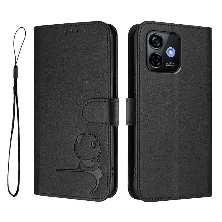 For Ulefone Note 16 Pro Litter Panda Embossing RFID Leather Phone Case with Lanyard