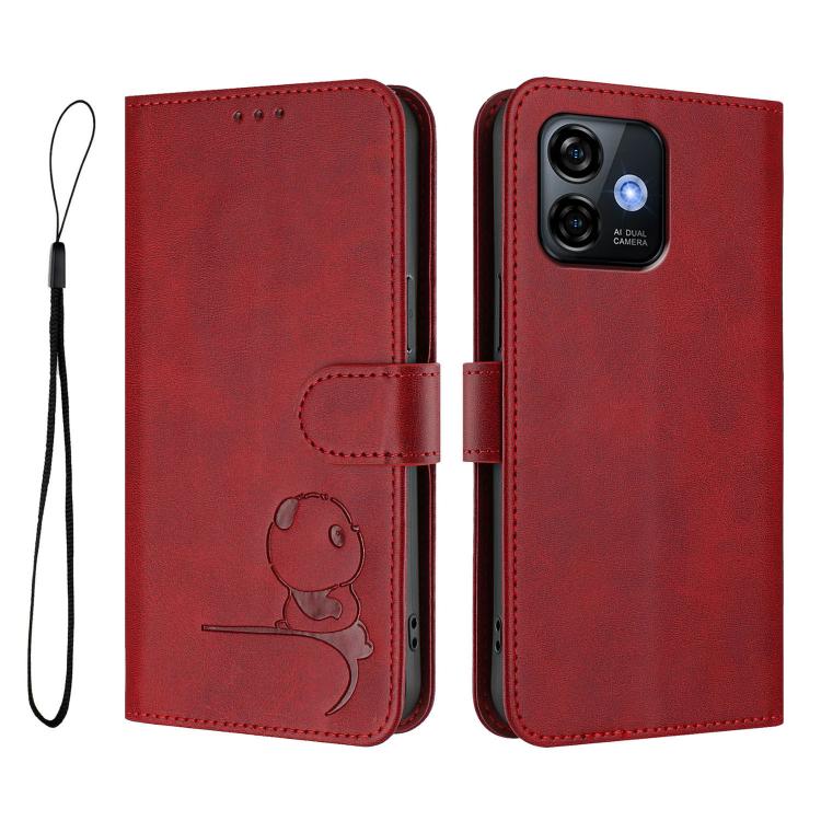 For Ulefone Note 16 Pro Litter Panda Embossing RFID Leather Phone Case with Lanyard